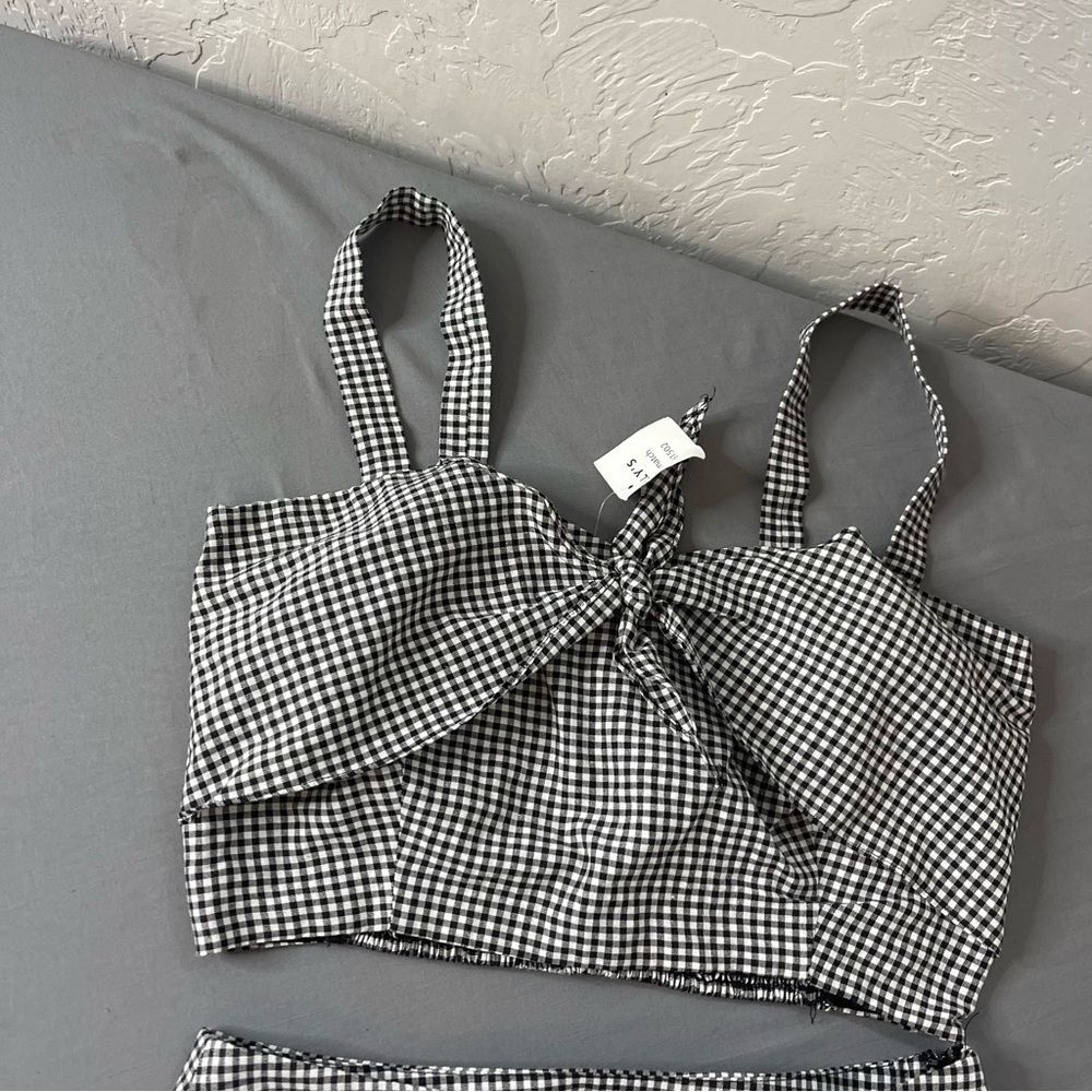 Tilly’s 2 piece matching short top set high wasted gingham tank size large - Picture 7 of 14
